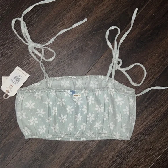 Billabong Wrangler Perfect Pair Floral Daisy Denim Tie Crop Top, Sz: Medium - Picture 4 of 8